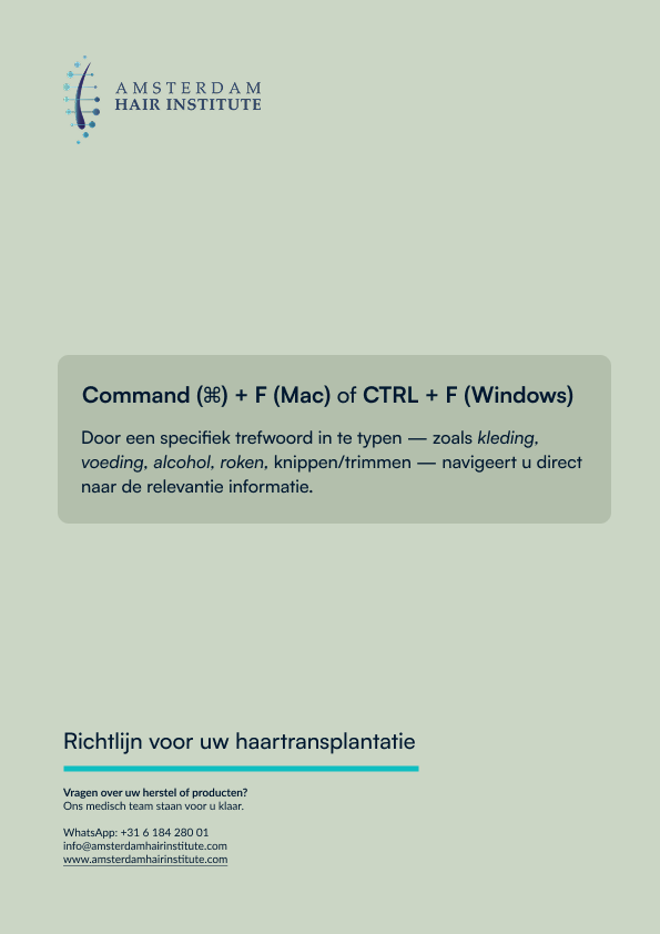 AHI – Voor de Haartransplantatie – voorblad